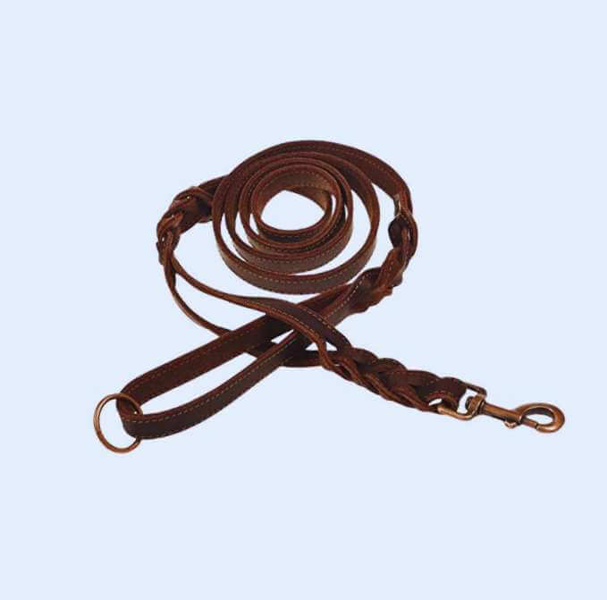 Leather Traffic dog leash with handle in middle Training & Walking Leash