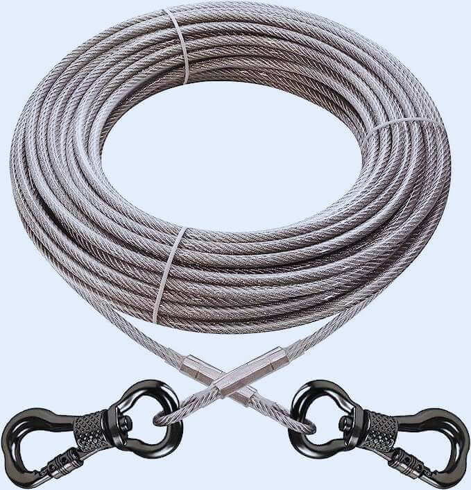 XiaZ 100 FT Durable Tie Out Cable Great For Outdoor, Yard Heavy Duty Large Dog